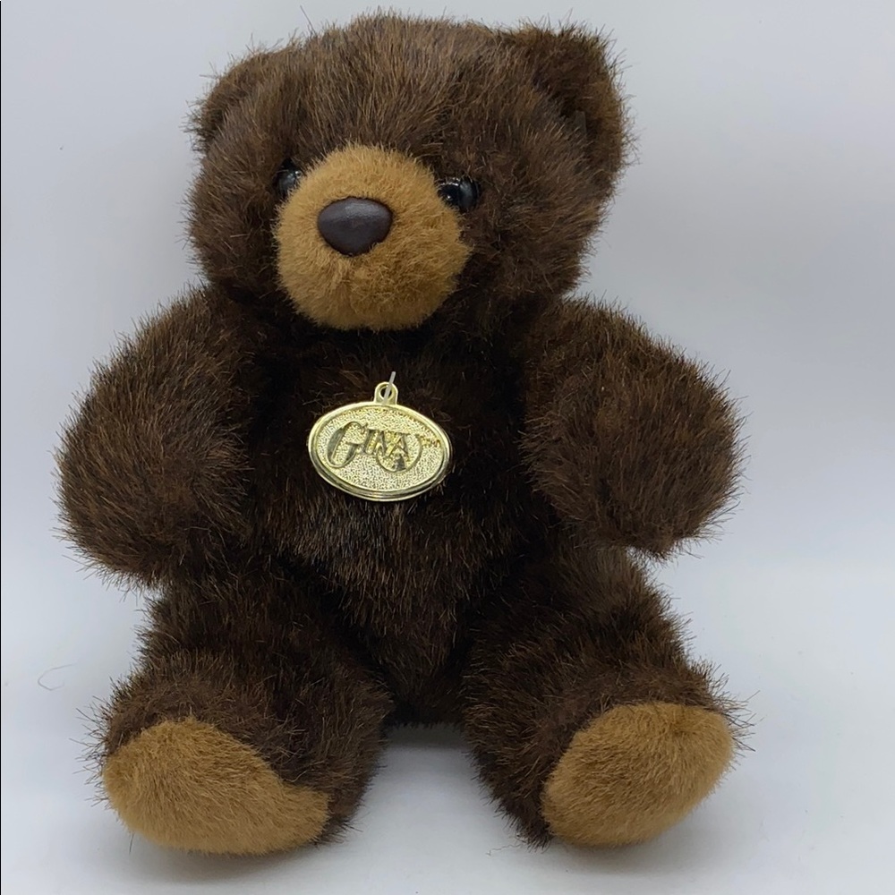 Vintage Gina Plush Brown Teddy Bear Stuffed Animal 8”